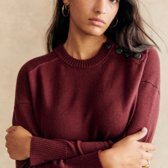 Sezane Mathie Dress Merino Wool Long Sleeve Size XXL Purple Burgundy - Picture 7 of 14